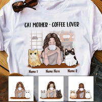 Personalized Coffee Lover Cat Mom T Shirt JR251 65O57 thumb 1