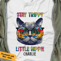 Personalized Hippie Cat White T Shirt JN183 67O47 thumb 1
