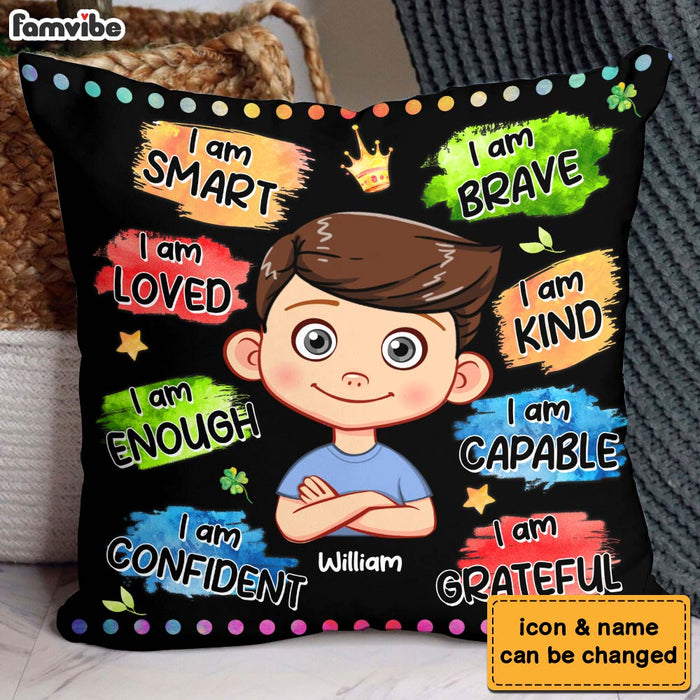 Personalized Gift For Grandson Watercolor Affirmation Pillow 31016 1