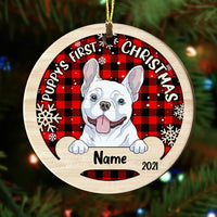Personalized Dog First Christmas Circle Ornament NB81 87O53 thumb 1