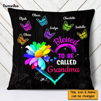 Personalized Blessed To Be Called Grandma Colorful Flower Butterfly Pillow DB101 32O58 thumb 1