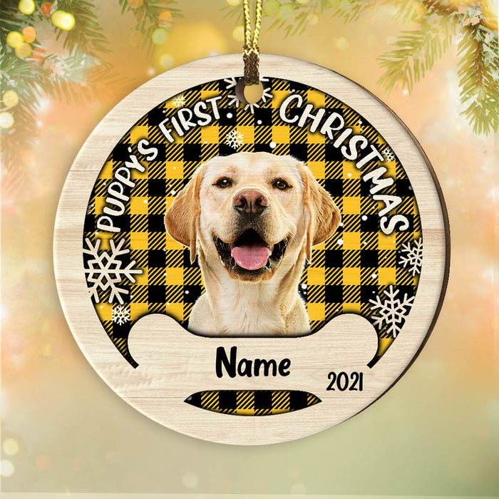Personalized Dog Photo First Christmas Circle Ornament NB204 87O53 1