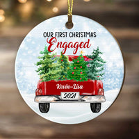 Personalized Couple First Christmas Red Truck Circle Ornament OB134 81O53 thumb 1