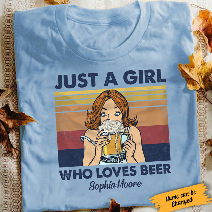 Personalized Beer Girl Just A Girl T Shirt JL272 30O34 1