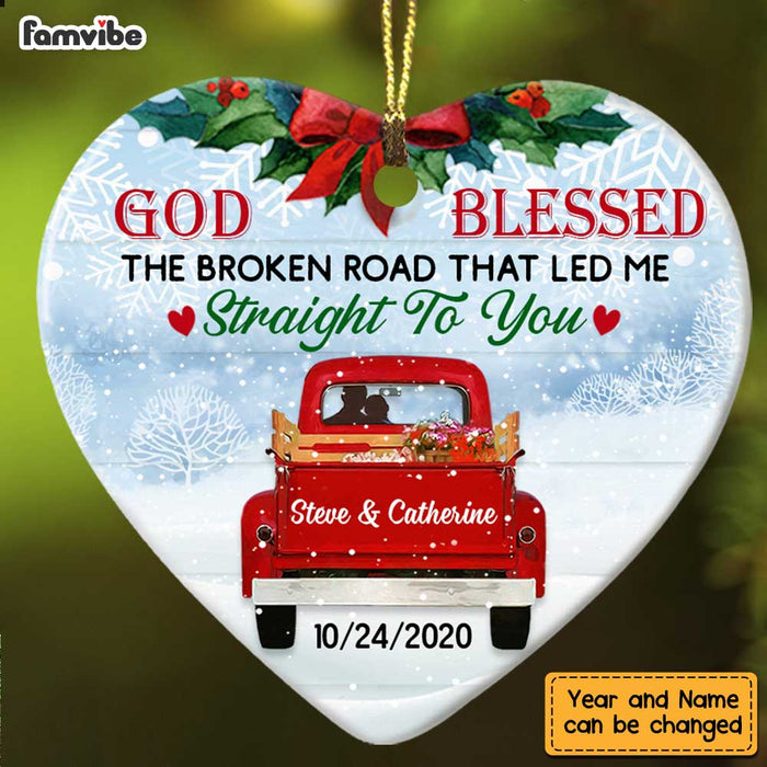 Personalized Love Couple Red Truck Christmas Heart  Ornament OB171 87O47 1
