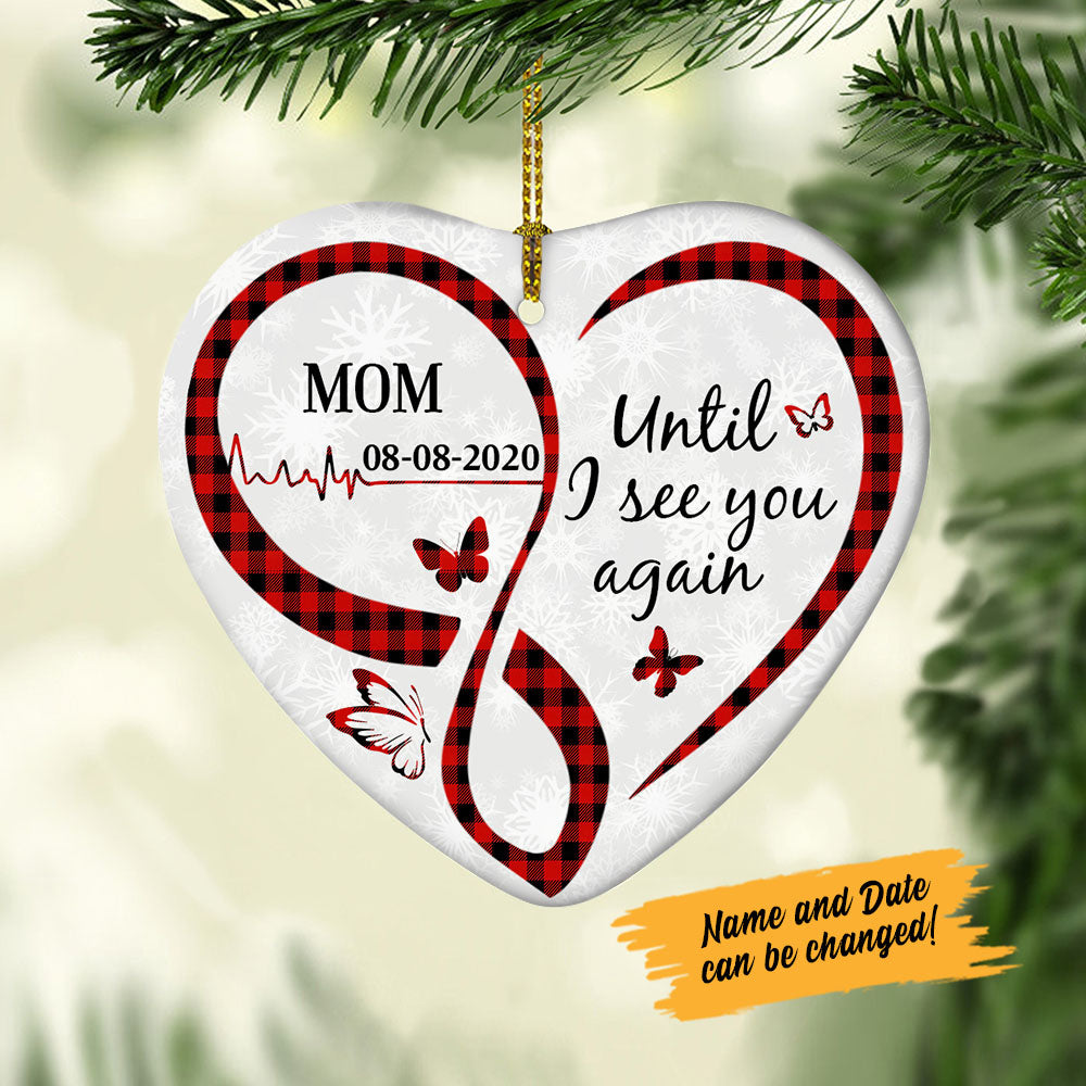 Personalized Butterfly Memorial Mom Dad Heart Ornament NB125 85O58