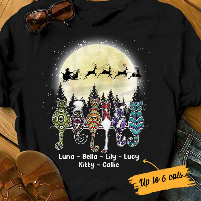 Personalized Cat Christmas Watching Santa T Shirt OB265 81O34 1