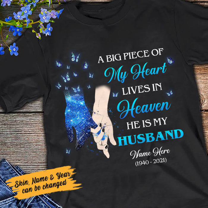 Personalized Widow Memorial Husband My Heart In Heaven T Shirt MR243 65O58 1