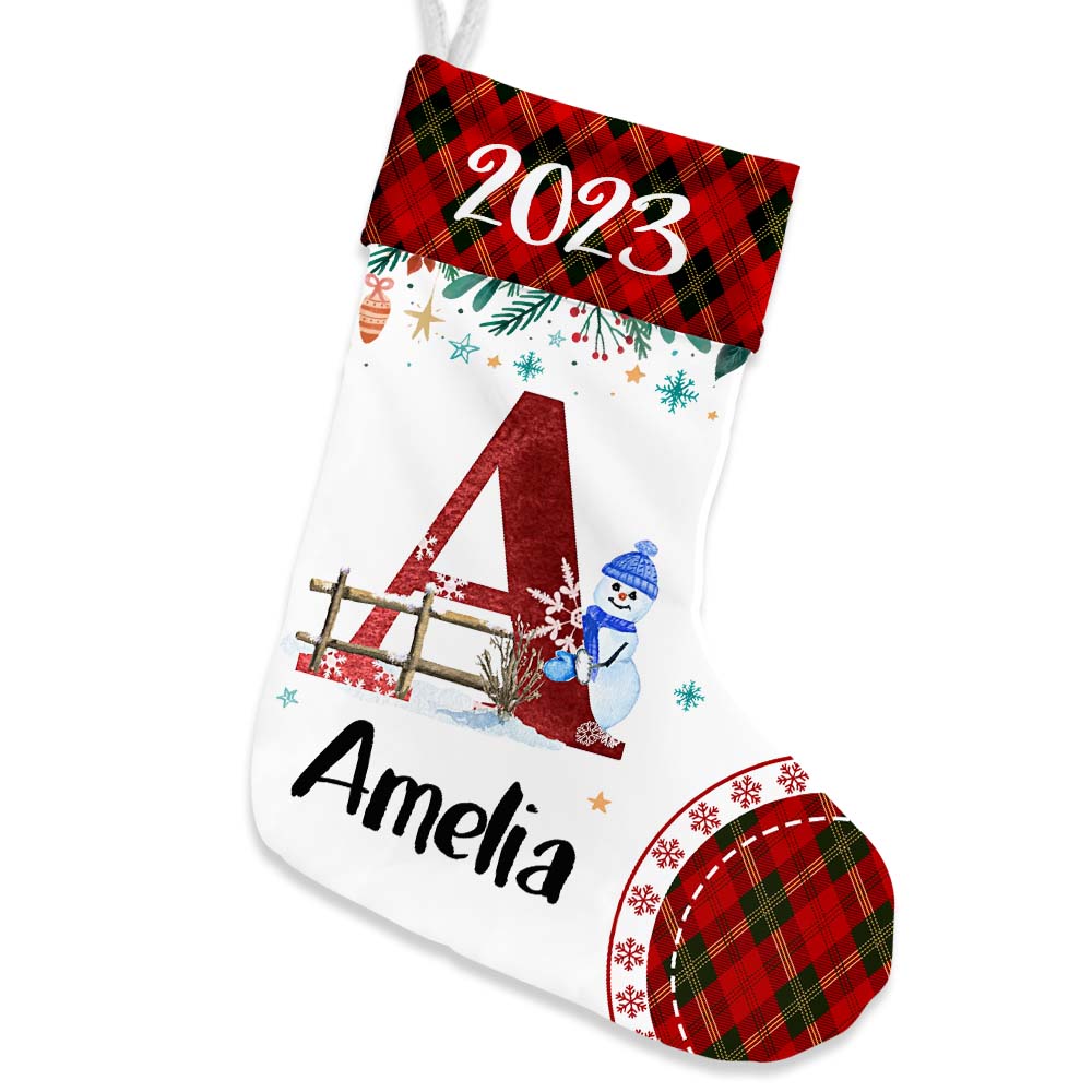 Personalized Gift For Family Name Letter Christmas 2023 Stocking 30220 Primary Mockup