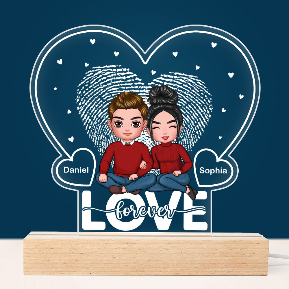 Personalized Couple Love Forever Plaque LED Lamp Night Light 22967 Primary Mockup