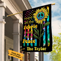 Personalized Hippie Imagine Sunflower Flag JL111 30O36 thumb 1