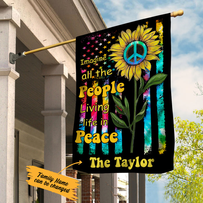 Personalized Hippie Imagine Sunflower Flag JL111 30O36 1