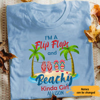 Personalized Beach Flip Flops Girl White T Shirt JN291 95O65 thumb 1