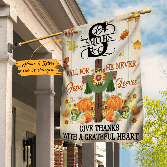 Personalized Thankful Fall Jesus Home Flag AG222 28O47 1