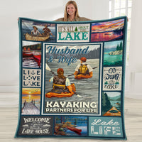 Kayaking Couple Lake Fleece Blanket JN252 65O47 thumb 1