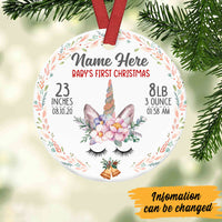 Personalized Unicorn Baby First Christmas  Circle Ornament NB192 81O60 thumb 1