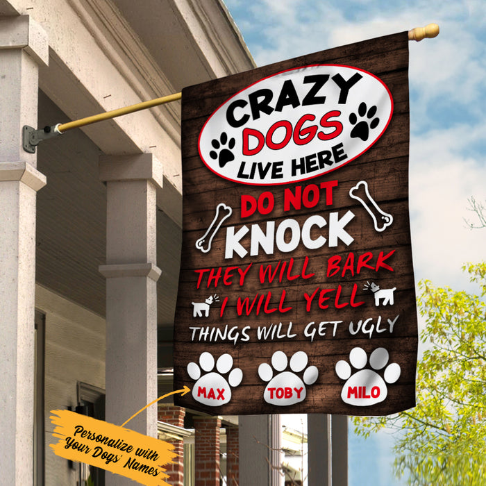 Personalized Crazy Dogs Live Here Garden Flag JL68 65O36 1