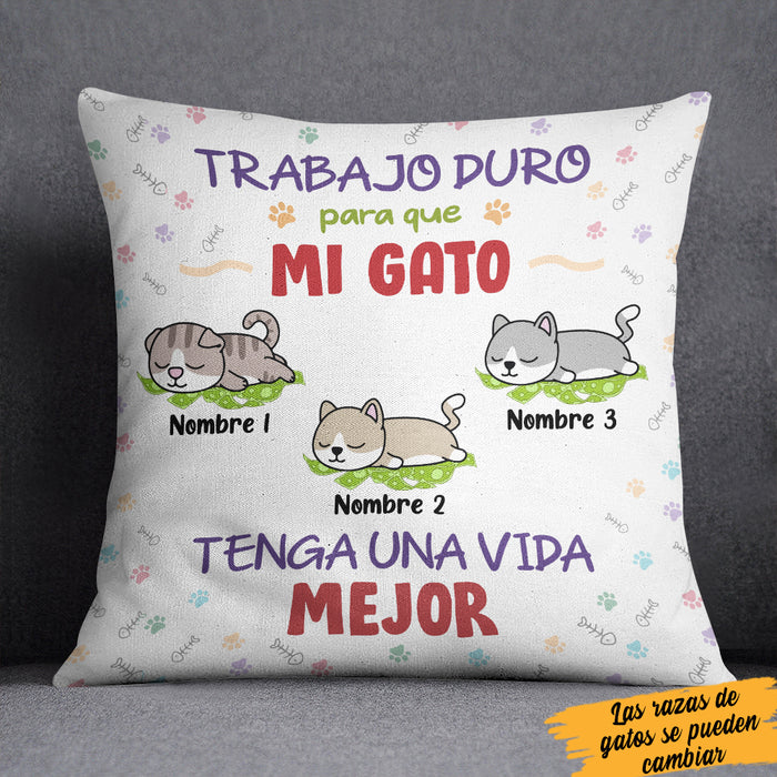 Personalized I Work Hard So My Cat Gato Spanish Pillow AP164 30O36 (Insert Included) 1