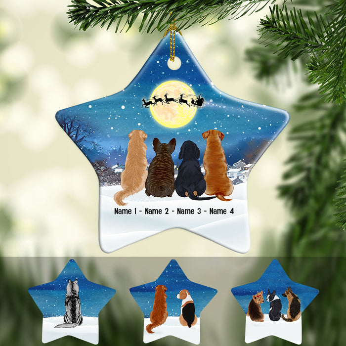 Personalized Dog Christmas Watching Santa  Star Ornament OB263 81O53 1