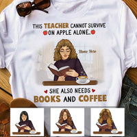 Personalized Teacher Books & Coffee T Shirt JN21 95O34 thumb 1