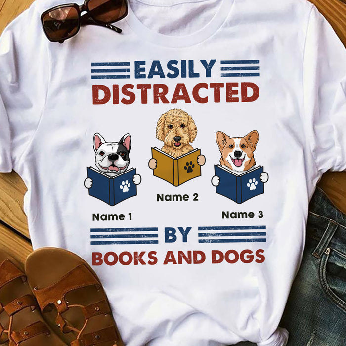 Personalized Easily Distracted By Book And Dog T Shirt JN71 25O58 1
