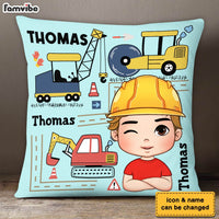 Personalized Gift For Grandson Construction Custom Name Pillow 30863 thumb 1