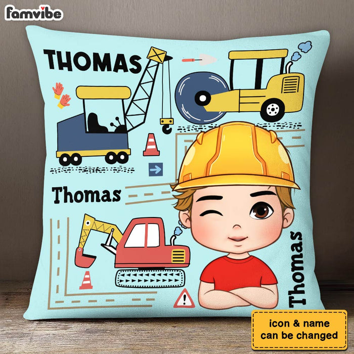 Personalized Gift For Grandson Construction Custom Name Pillow 30863 1