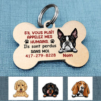 Personalized Dog Call My Humans French Chien Bone Pet Tag AP128 95O58 thumb 1