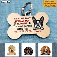 Personalized Dog Call My Humans French Chien Bone Pet Tag AP128 95O58 thumb 1