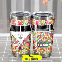 Personalized Hippie Car White Steel Tumbler JN222 73O65 thumb 1