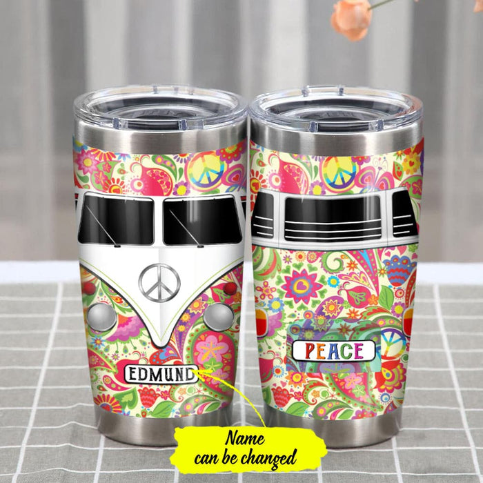Personalized Hippie Car White Steel Tumbler JN222 73O65 1