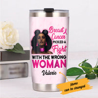 Personalized BWA Breast Cancer Picked A Fight Steel Tumbler AG101 26O57 thumb 1