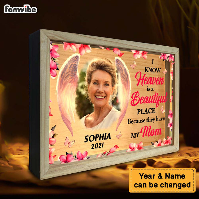 Personalized Heaven Is A Beautiful Place Memorial Loss Of Mom Picture Frame Light Box 31548 1