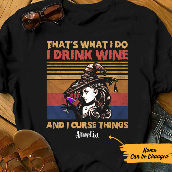 Personalized Wine Witch I Drink Wine And I Curse Things Halloween T Shirt JL252 26O57 1