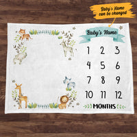 Personalized Animal Baby Milestone Blanket OB231 67O53 thumb 1