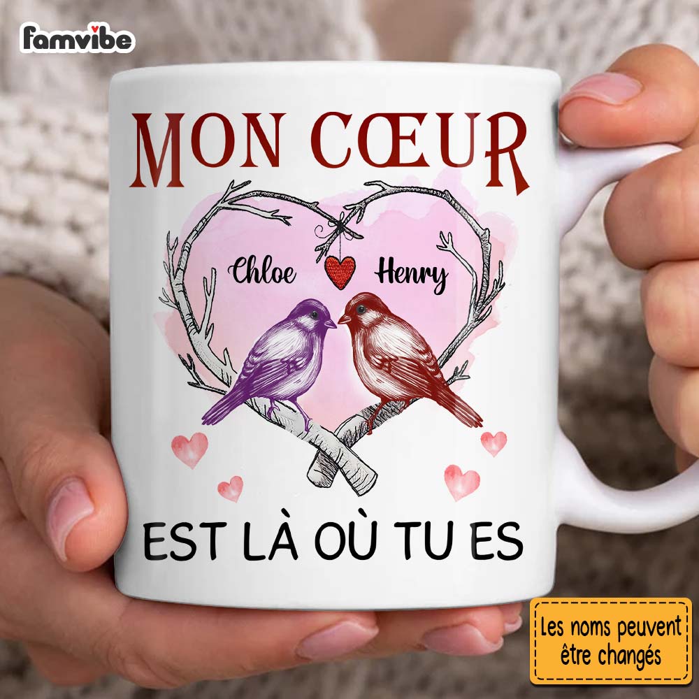 Personalized Couple French Mon Cœur Est Là Où Tu Es Mug 31034 Primary Mockup