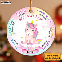 Personalized Inspirational Gift For Granddaughter Unicorn God Says Circle Ornament 30149 thumb 1