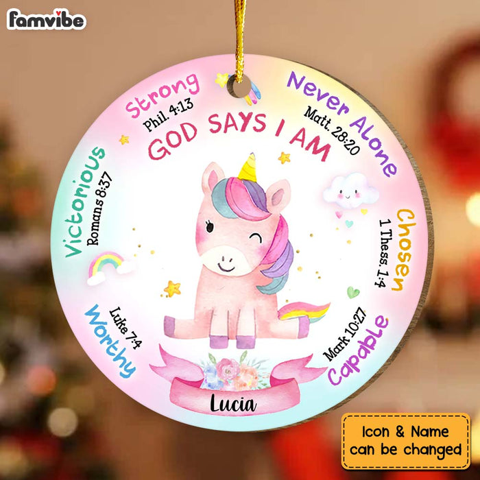 Personalized Inspirational Gift For Granddaughter Unicorn God Says Circle Ornament 30149 1