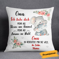 Personalized Elephant Mom Grandma German Mama Oma Pillow AP158 95O58 (Insert Included) thumb 1