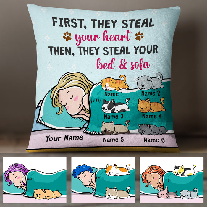 Personalized Cat Steal Your Bed Pillow JR292 29O47 1