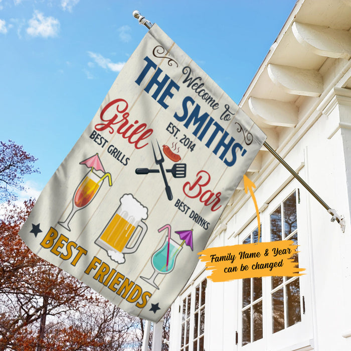 Personalized Backyard Bar And Grill Gardening Flag AG123 73O58 1