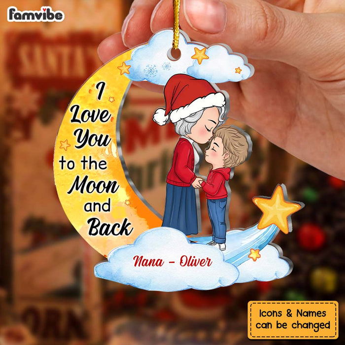 Personalized Christmas Gift For Grandson Love To The Moon And Back Ornament 30528 1