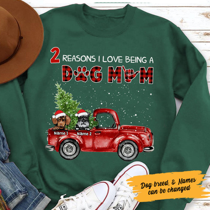 Personalized Reason I Love Being Dog Mom Red Truck Sweatshirt NB254 30O58 1