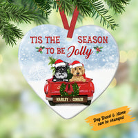 Personalized Dog Red Truck Jolly Christmas  Heart Ornament SOB191 87O58 thumb 1