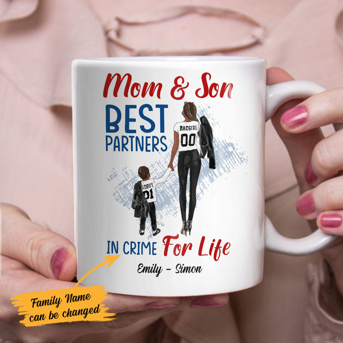 Personalized BWA Mom And Son Best Partner In Crime Black Mug AG102 73O58 1