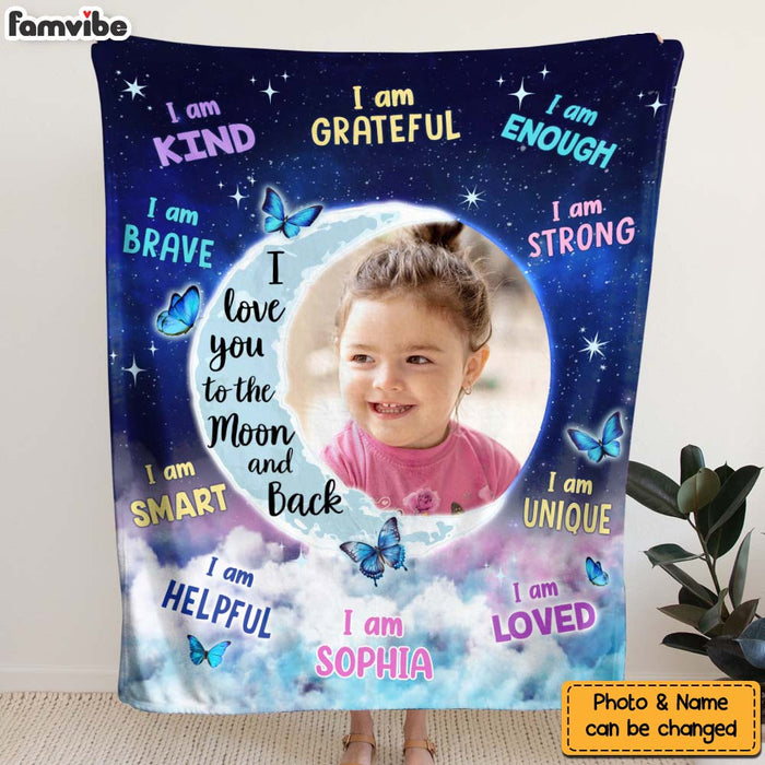 Personalized Gift For Granddaughter Moon Photo Custom Blanket 31417 1