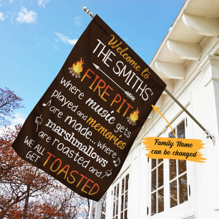Personalized Welcome To The Fire Pit Gardening Flag AG131 73O58 1