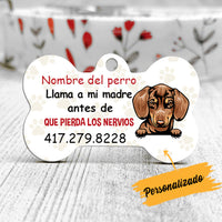 Personalized Dog Call My Mom Perro Spanish Bone Pet Tag AP131 30O34 thumb 1