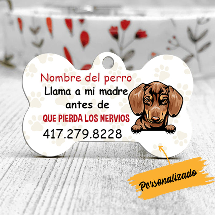 Personalized Dog Call My Mom Perro Spanish Bone Pet Tag AP131 30O34 1