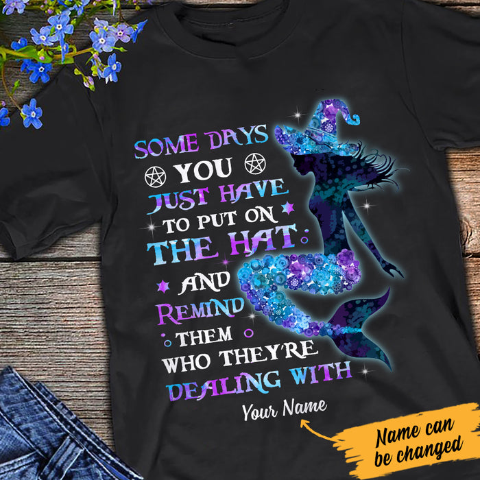 Personalized Mermaid Witch Put Your Hat On Halloween T Shirt AG271 26O47 1